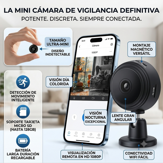 Mini Cámara de Seguridad A9 con Visión Nocturna – Vigilancia Discreta 📷